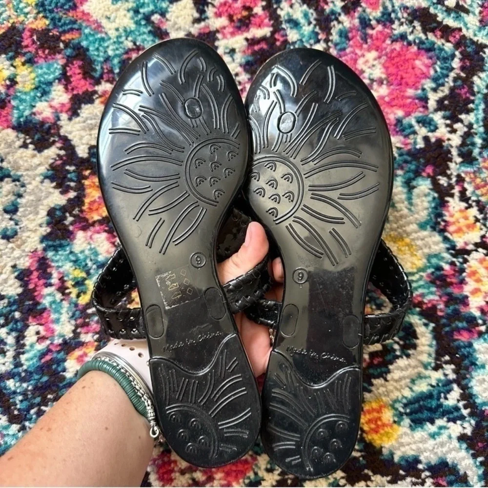 Jack Rogers Whip Stitch Detail Thing Jelly Sandals Black 9